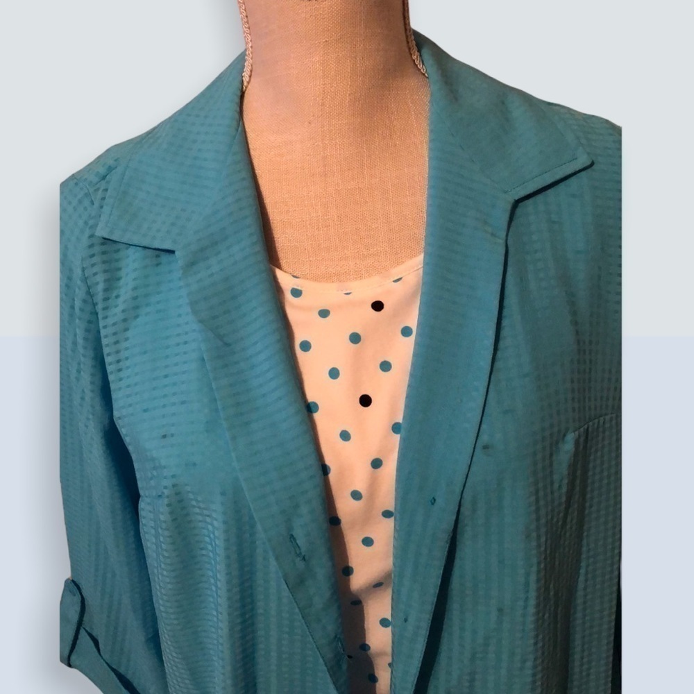 Kim Rogers blouse & shell set, aqua. Medium